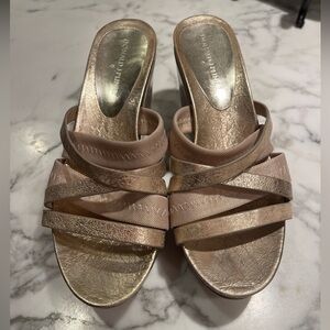 Donald J Pliner 3” Wedge Sandals in Gold